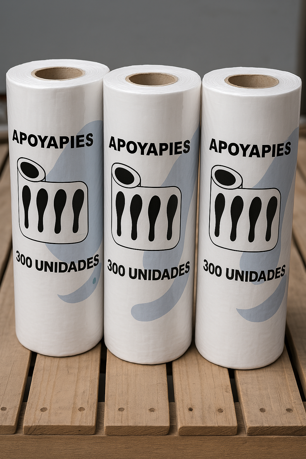 Apoya pies descartable en bobinas para talleres de servicios automotrices